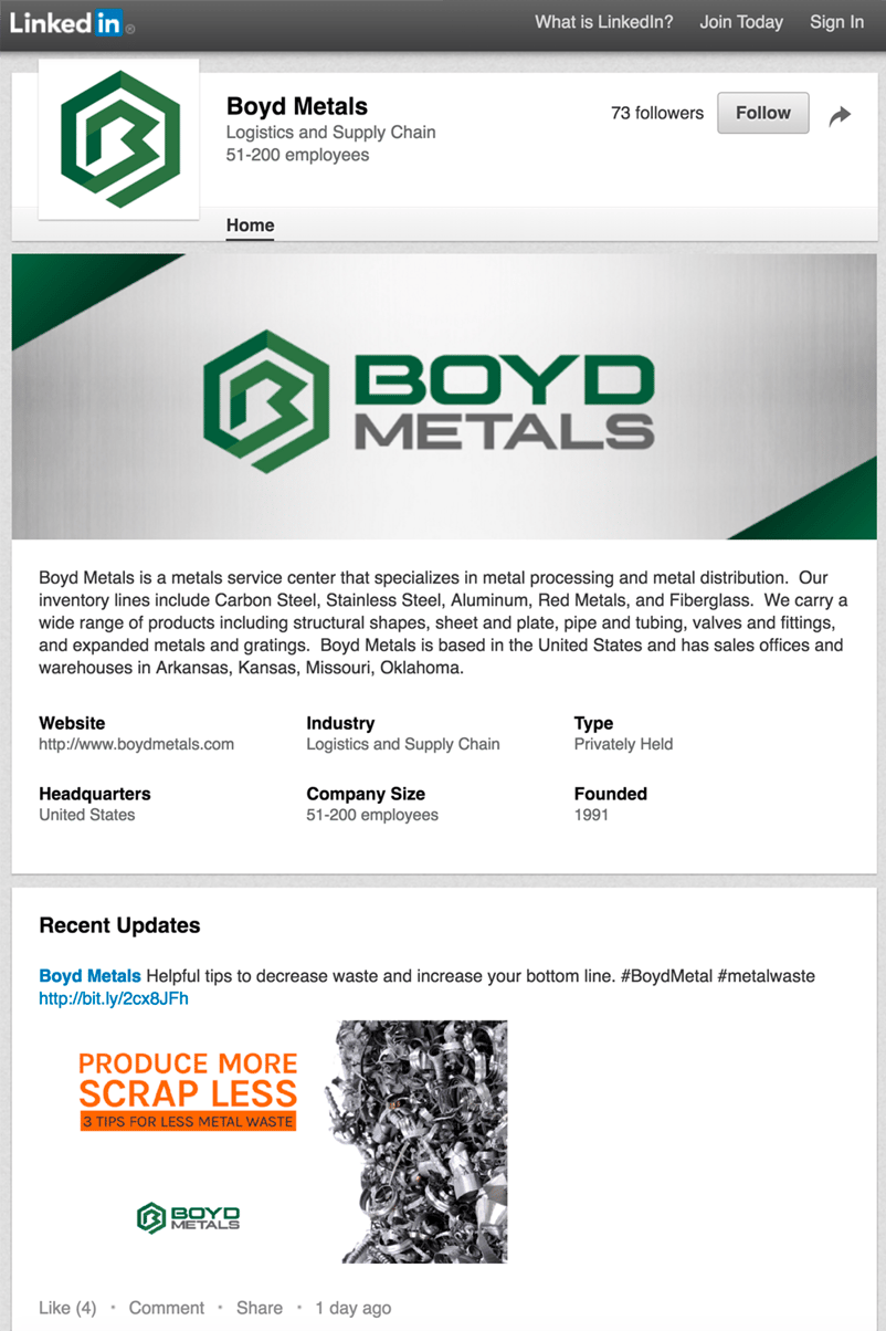 Boyd Metals Linked In Page - Click to Visit!